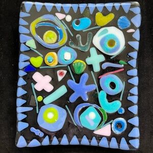 Mermaid Life”Fused Art Glass  Handmade Hanging Plaque 9”x7.5”Original Design